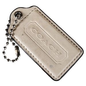 🤍 XL 3" Y2K Coach Parchment White Leather Hangtag Bag Fob Purse Charm Keychain